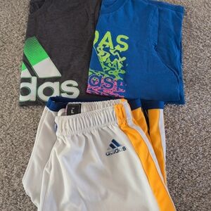 Adidas Kids White and Gold Shorts